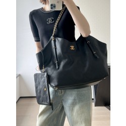 [홍콩명품.CHANEL] 샤넬 맥시 쇼핑백   카프스킨, 골드 메탈  블랙 라지 GD