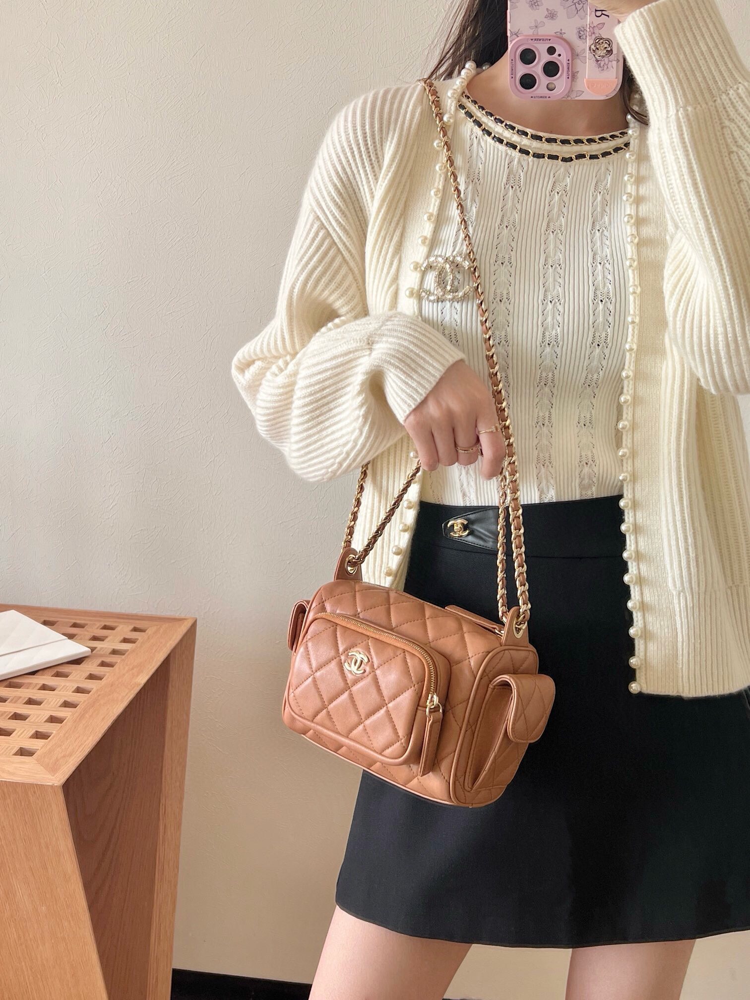 [홍콩명품.CHANEL] 샤넬  스몰 체인 플랩백 카라멜 GD