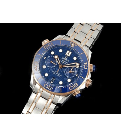 [홍콩명품시계.OMEGA] 오메가 시마스터 300m 크로노 실버/로즈골드 블루 다이얼