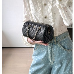 [홍콩명품.CHANEL] 샤넬 25P 클래식 핸들 체인 보스톤 원통백 캐비어 블랙 금장