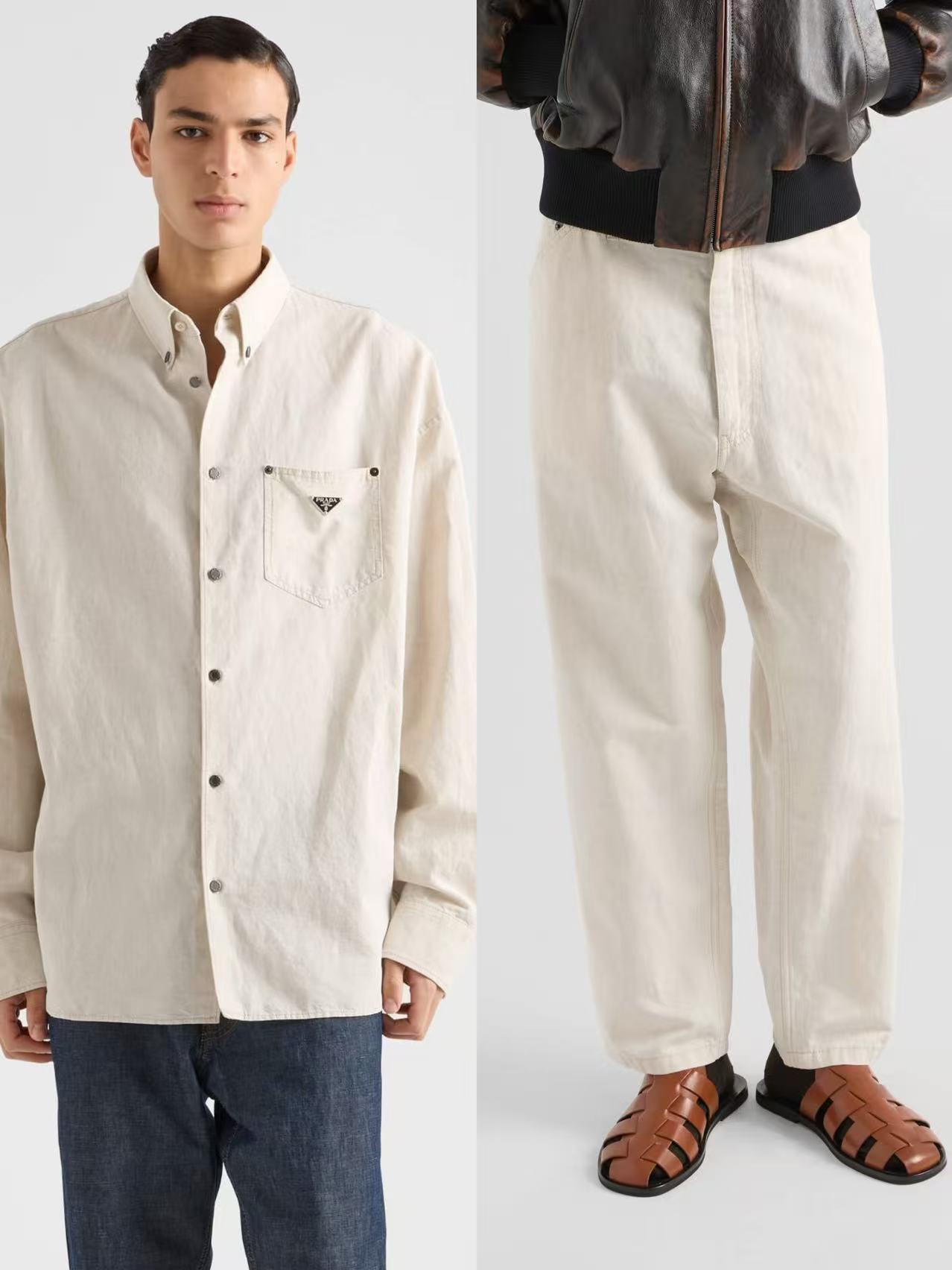 [홍콩명품.PRADA] 프라다 2025 남성용 린넨 셔츠 세트 PD1362 YB 홍콩명품의류,구매대행,온라인명품