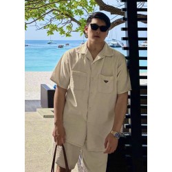 [홍콩명품.PRADA] 프라다 2026 남성용  린넨 반팔셔츠 PD1774 HHB 홍콩명품의류,구매대행,온라인명품
