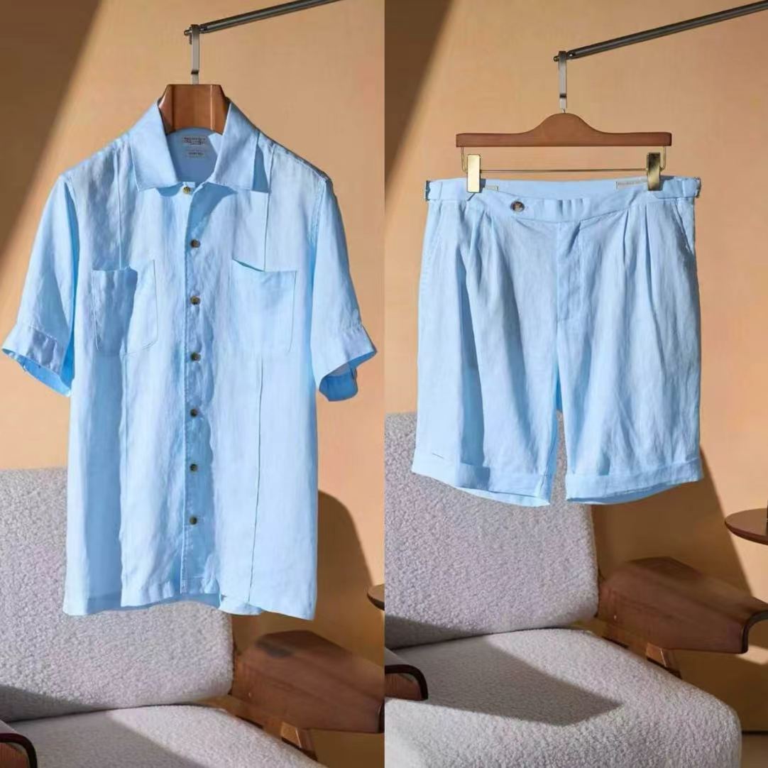 [홍콩명품.BRUNELLO CUCINELLI]브루넬로 쿠치넬리 2026 남성용 린넨 반팔셔츠세트  BL1574 HD 홍콩명품의류,구매대행,온라인명품