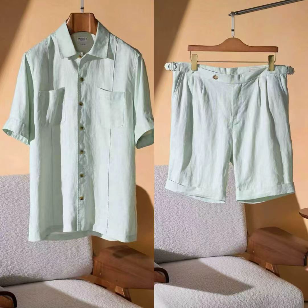 [홍콩명품.BRUNELLO CUCINELLI]브루넬로 쿠치넬리 2026 남성용 린넨 반팔셔츠세트  BL1577 HD 홍콩명품의류,구매대행,온라인명품